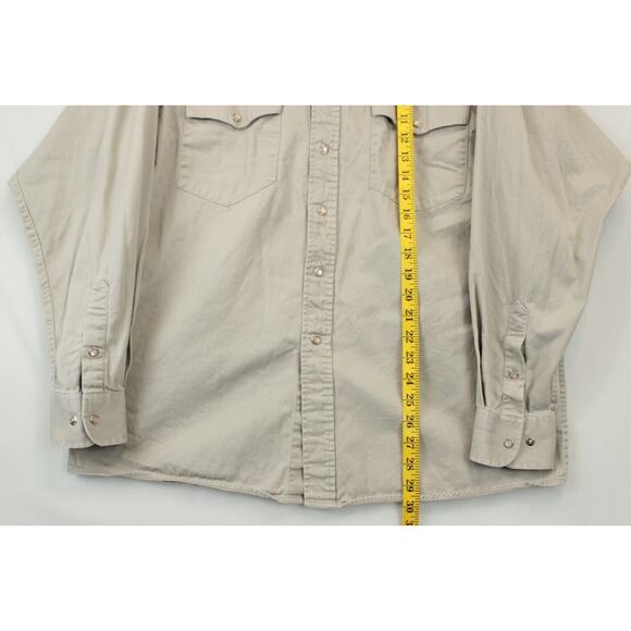 Panhandle Slim Beige Pearl Snap Button Down Shirt Men L Western Long Sleeve - Picture 3 of 13
